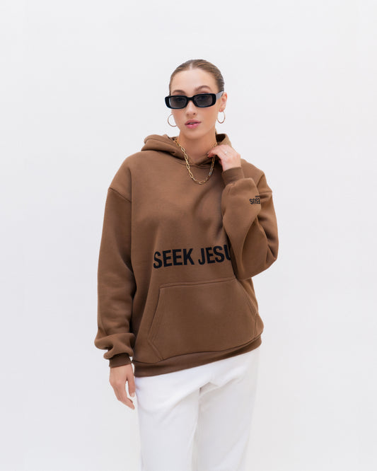 Seek Jesus Hoodie - Latte Brown